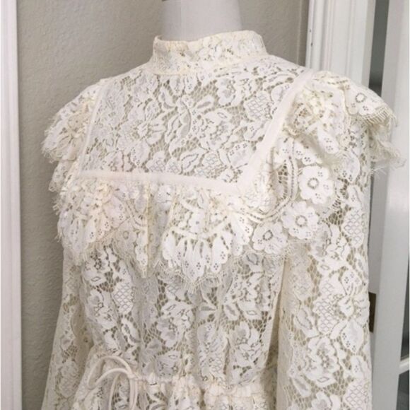 EUC Ganni Jerome Lace Peplum Ruffle Top 38 8 - Picture 4 of 7